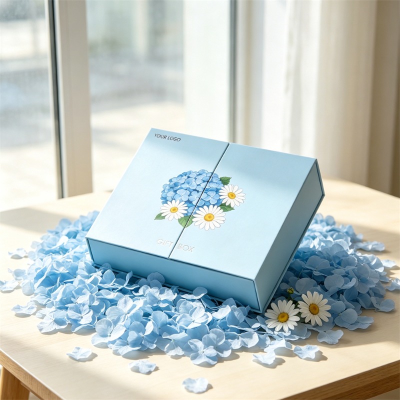 Blue Daisy Printed Jewelry Organizer Box With Multiple Slots