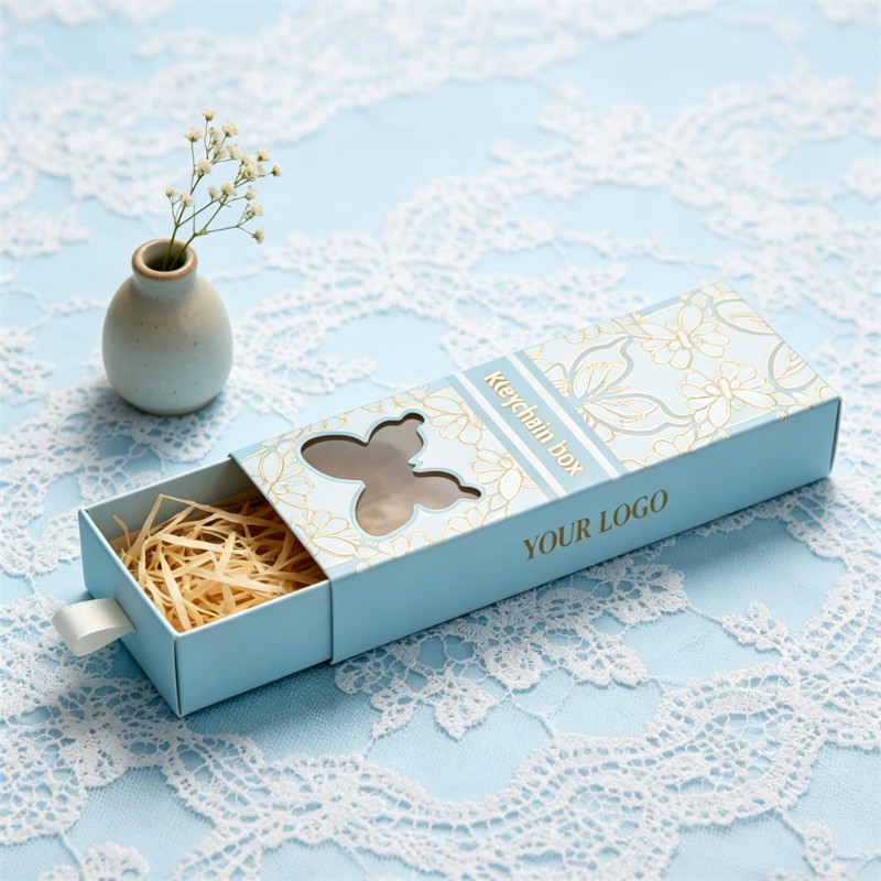 Blue Drawer Creative Packaging Box With Hollow Window Design