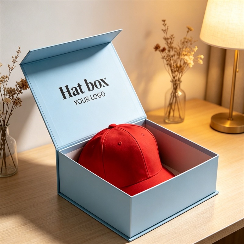 Blue Folding Style Hat Gift Box For Cap Packaging