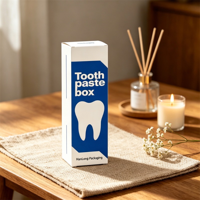 Blue & White Toothpaste Packaging Box
