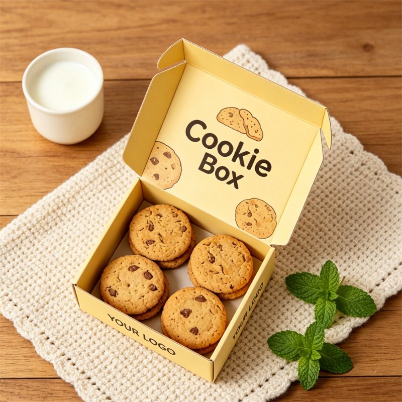 Custom Yellow Folding Cookie Packaging Box