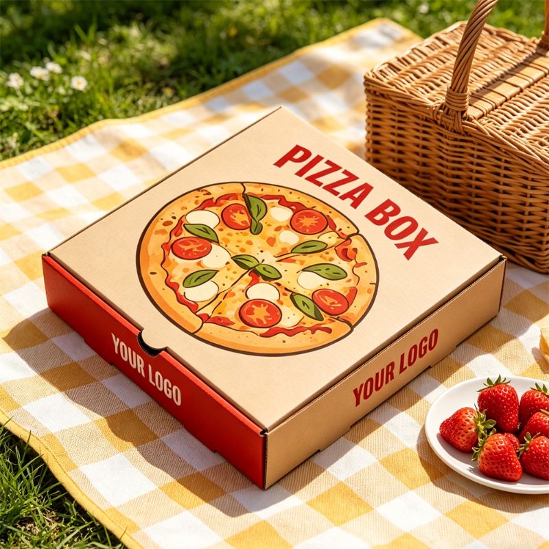 Eco Friendly Kraft Pizza Box For Outdoor Picnic