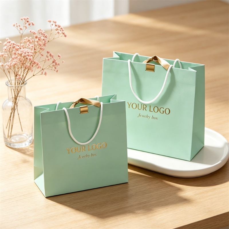 Elegant Mint Green Gift Bag For High End Jewelry Packaging