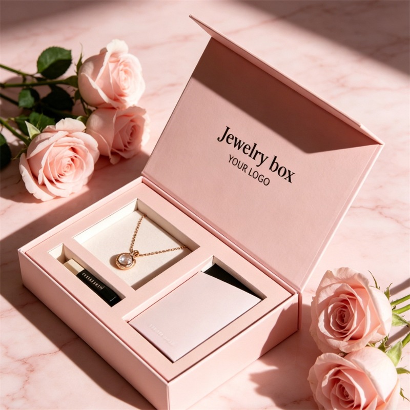 Elegant Pink Multi-Slot Jewelry Organizer Box For Accessories