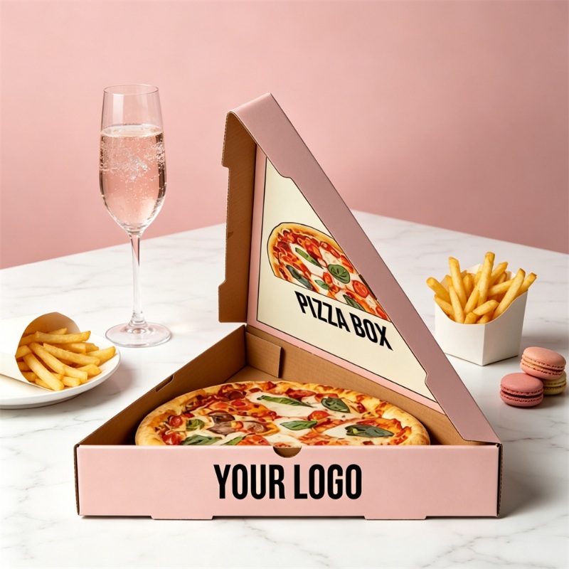 Innovative Pink Triangle Pizza Box With Your Logo