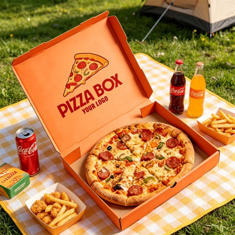Large Orange Pizza Box For Camping And Family Party