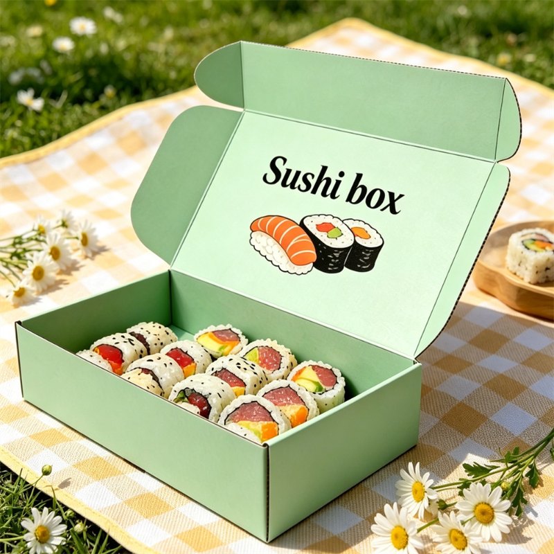 Light Green Sushi Takeaway Box Perfect For Outdoor Picnic