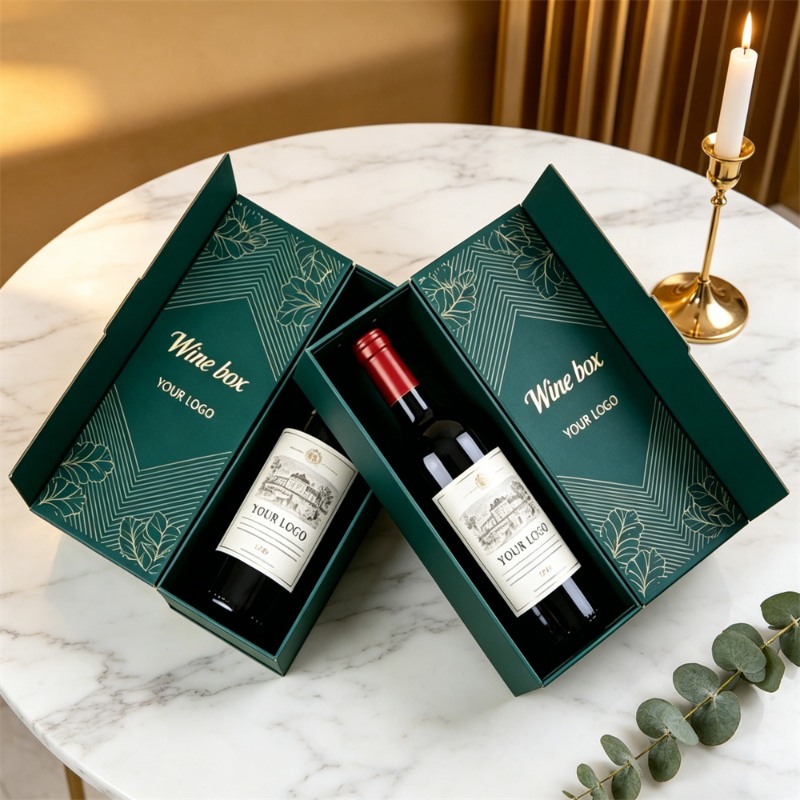 Luxury Green Wine Box For Bottle Packaging