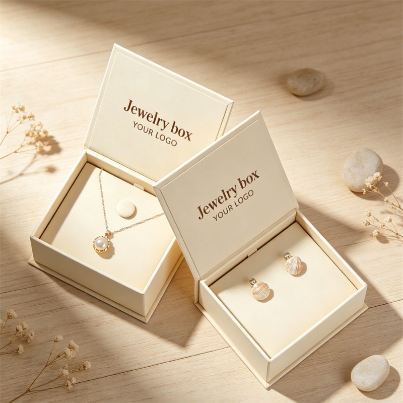 Luxury Ivory Velvet Jewelry Box For Necklace And Earrings