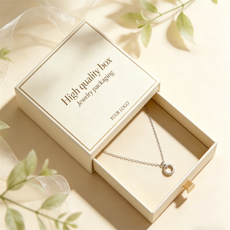 Luxury Ivory Velvet Jewelry Drawer Box For Necklace Packaging