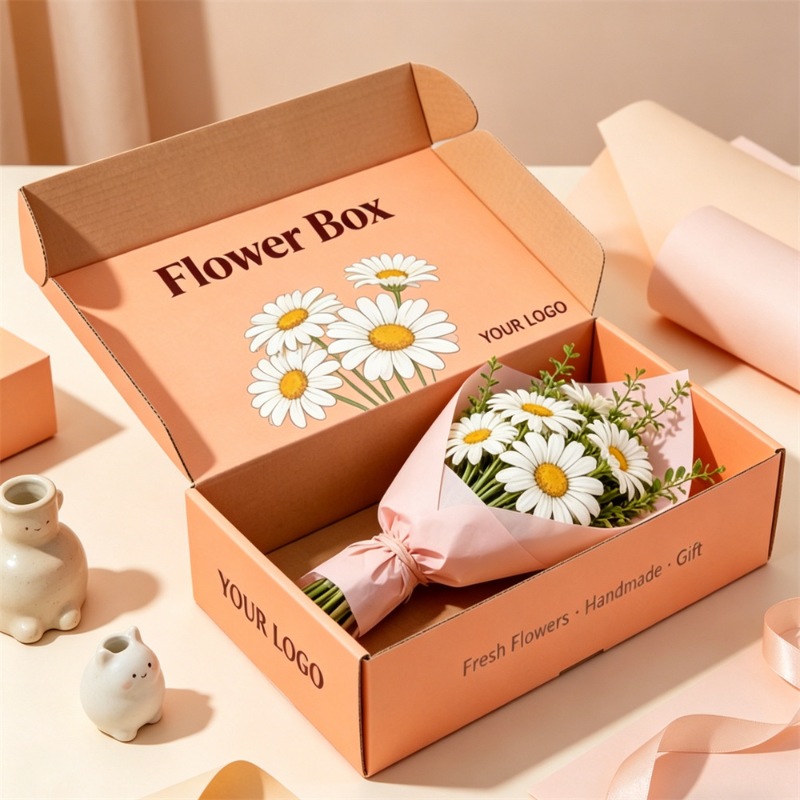 Orange Printing Eco Friendly Flower Box