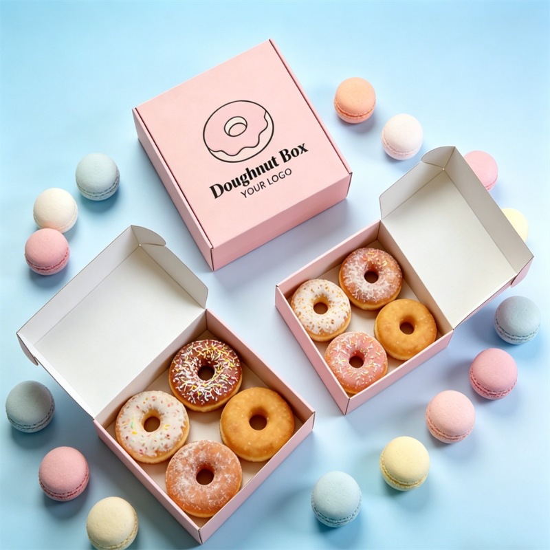 Pink Folding Donut Packaging Box