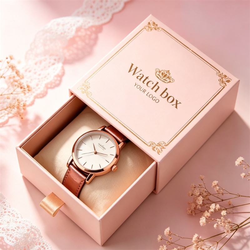 Pink High Quality Watch Packaging Box With Elegant Design
