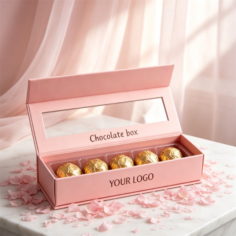 Pink Windowed 5-Piece Chocolate Box