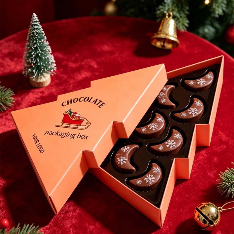 Tree Shaped Chocolate Packaging Box For Christmas Treats