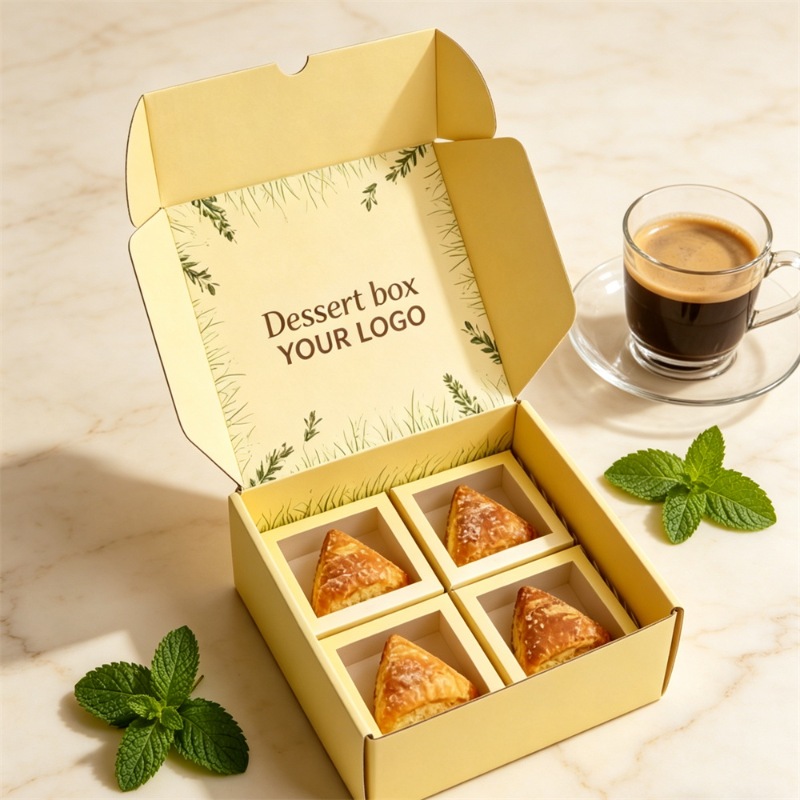 Yellow 4-Pack Pastry & Bakery Box_