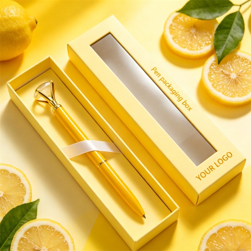 Yellow Luxury Pen Packaging Box With Window