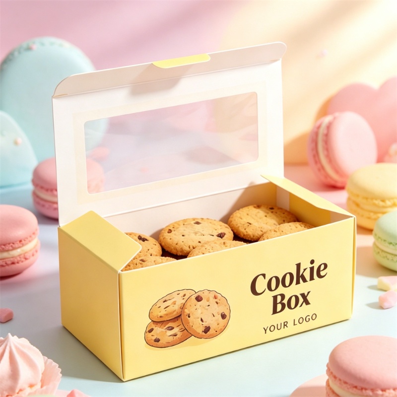 Yellow Windowed Cookie Packaging Box