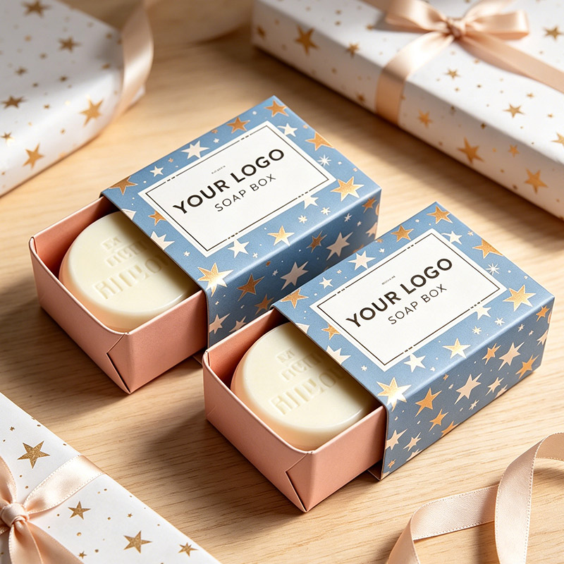 Blue Star Decorated Soap Gift Box With Your Logo