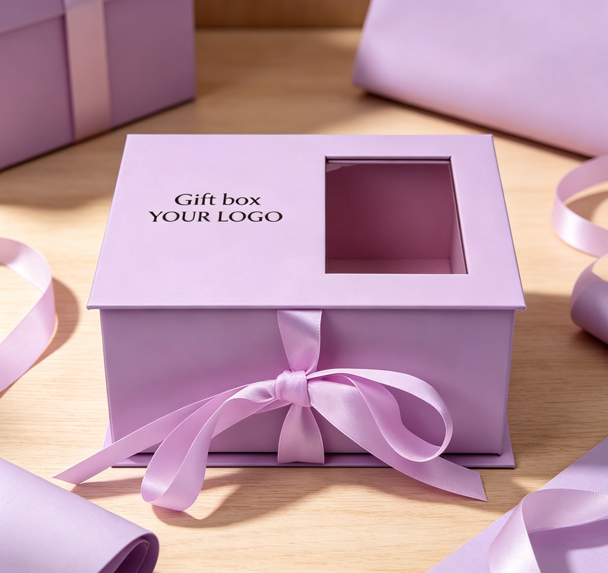 Custom Logo Lavender Magnetic Closure Box With Transparent Window
