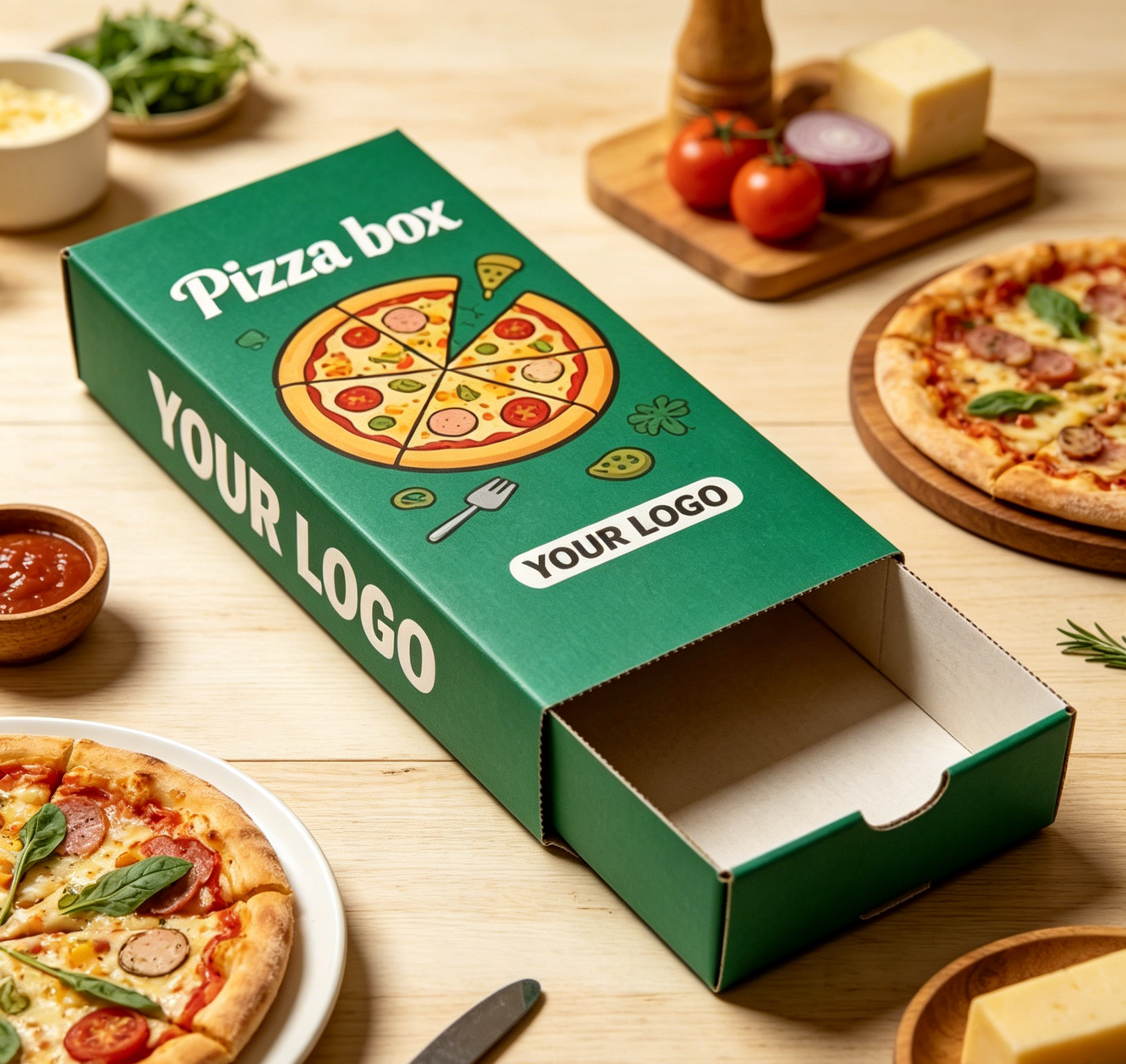 Festive Green Christmas Pizza Slider Box