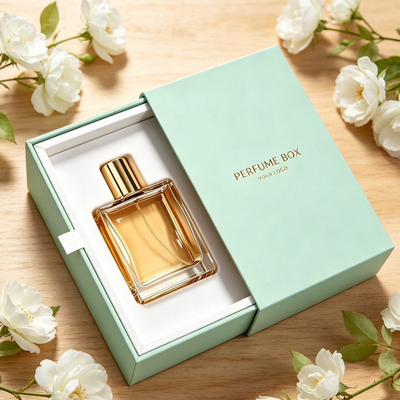 Mint Green Perfume Gift Box Single Slot Drawer Type Elegant Packaging