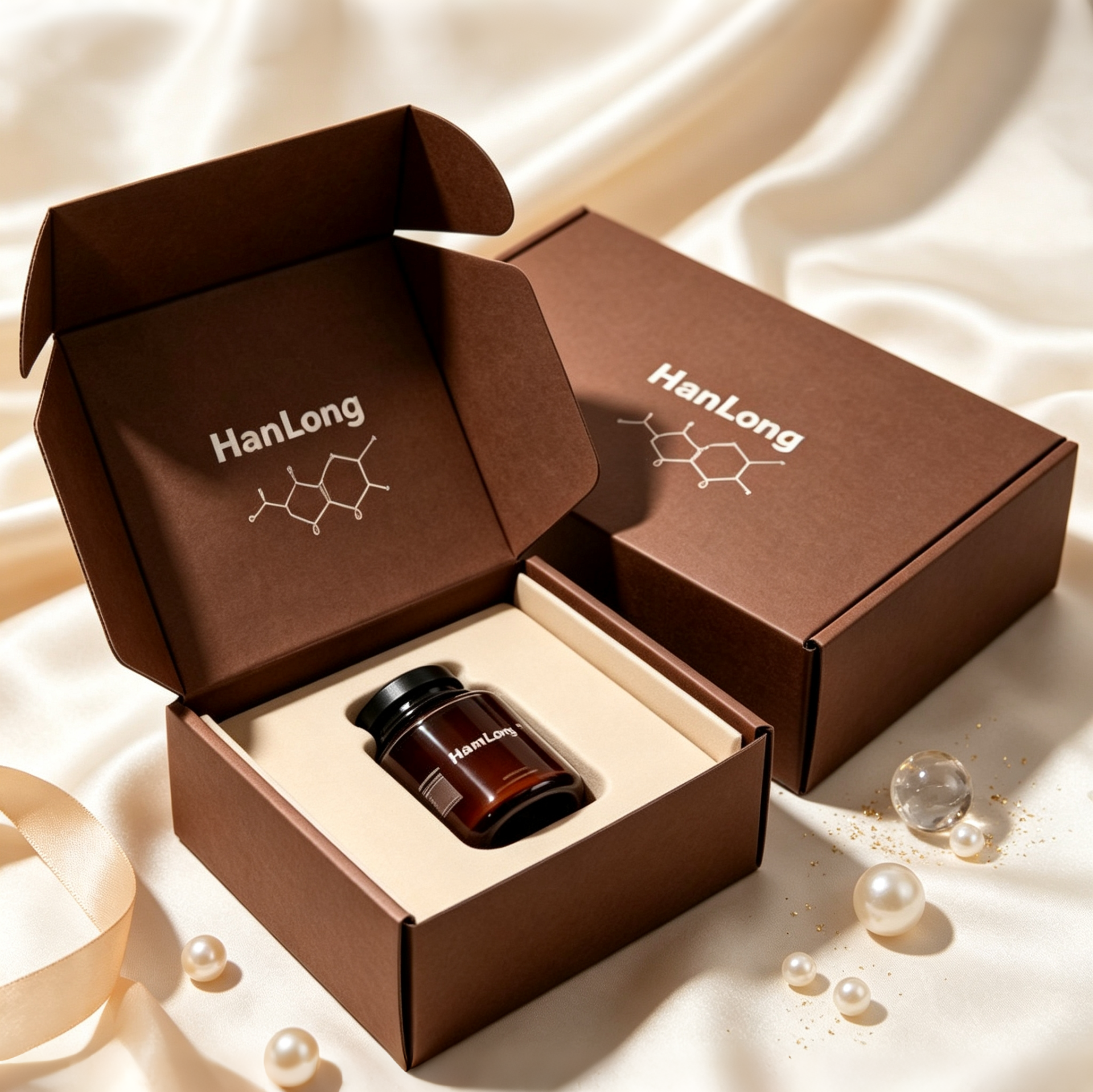 Brown Glass Bottle Packaging Box for Peptides