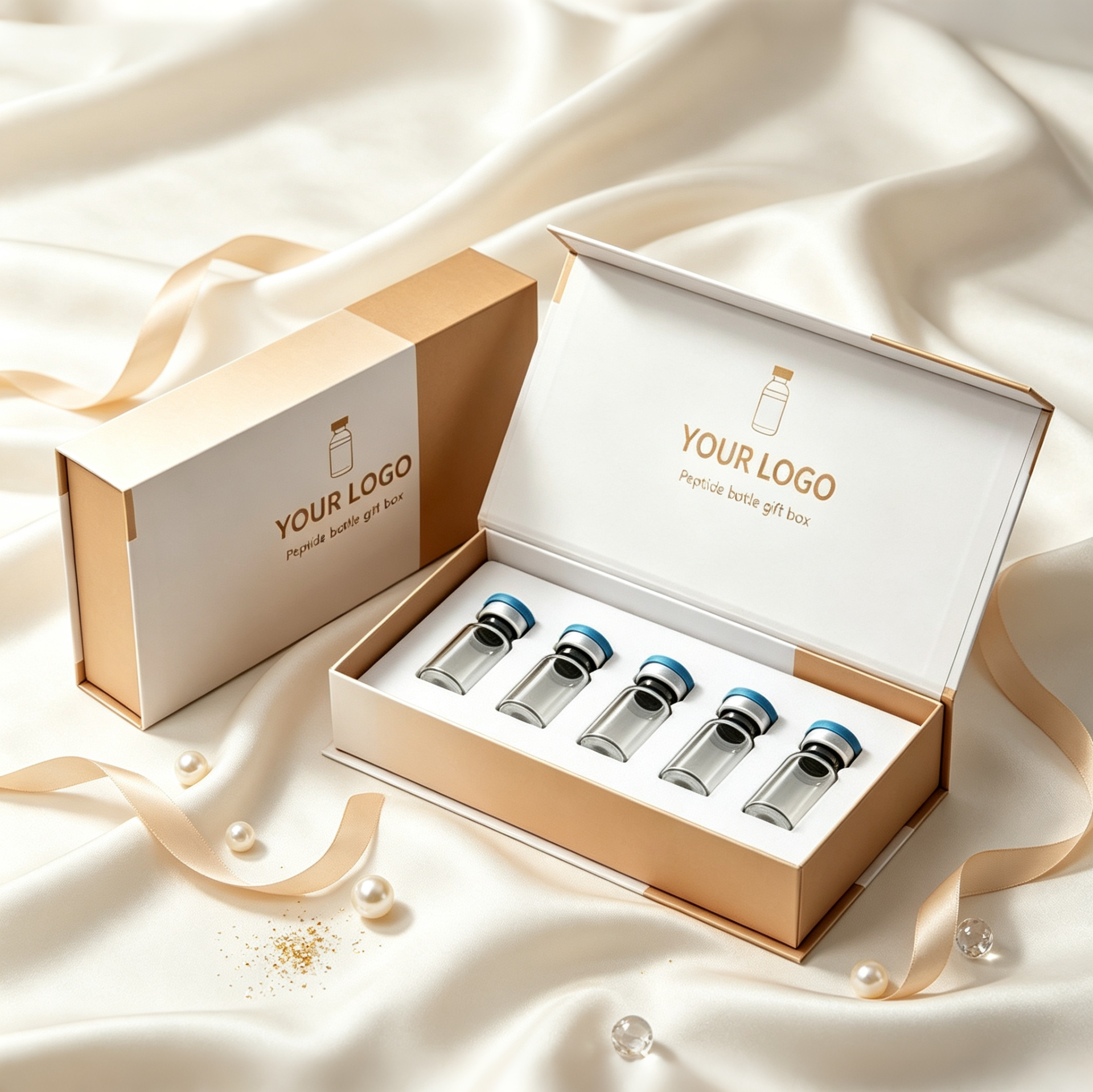 Champagne Gold Vial Set 5-Piece Peptide Packaging