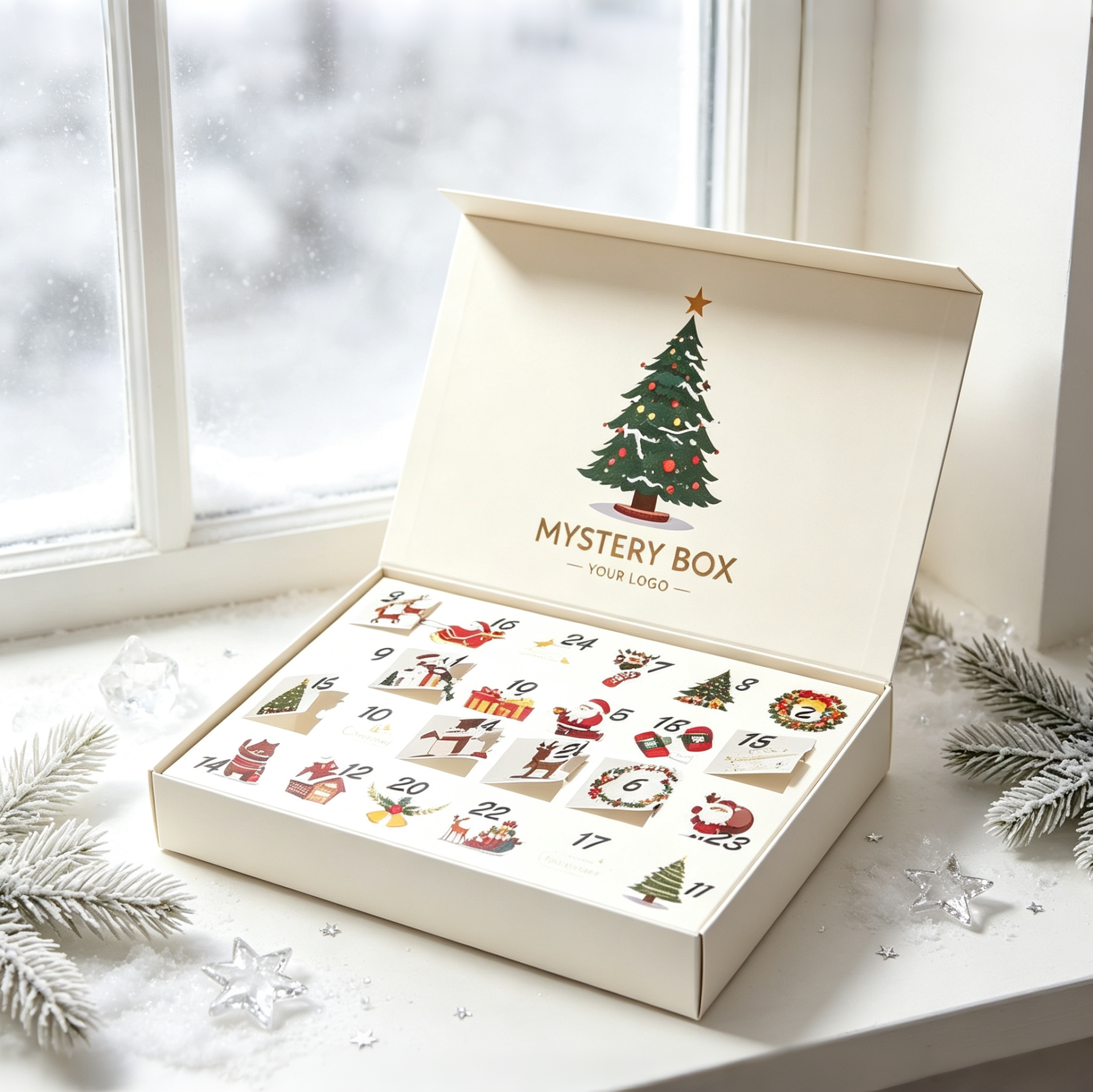 Interactive Christmas Countdown 24 Tear-Off Flap Surprise Box