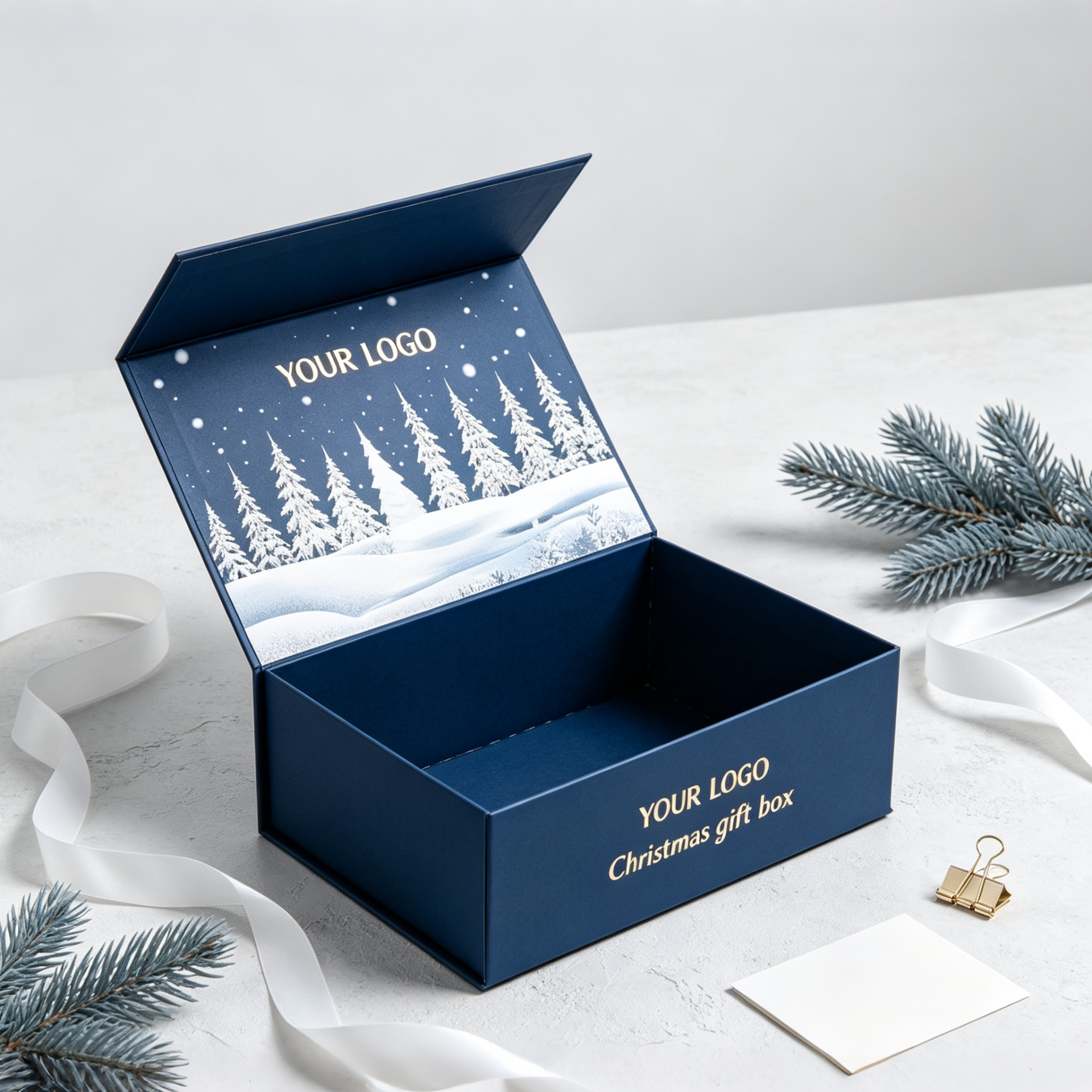 Luxury Matte Navy Christmas Gift Packaging