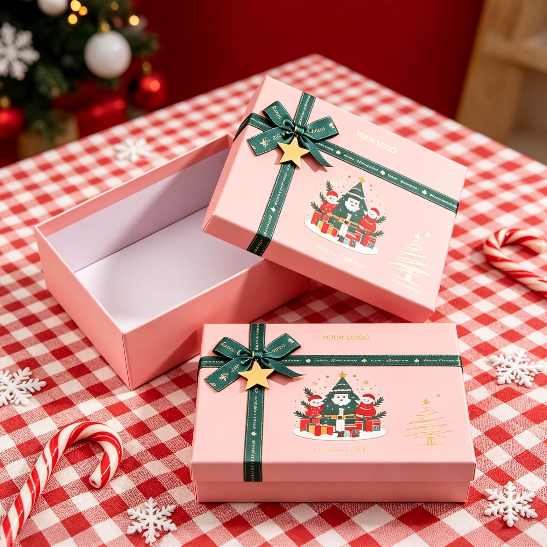 Pink Rigid Gift Box Holiday Packaging