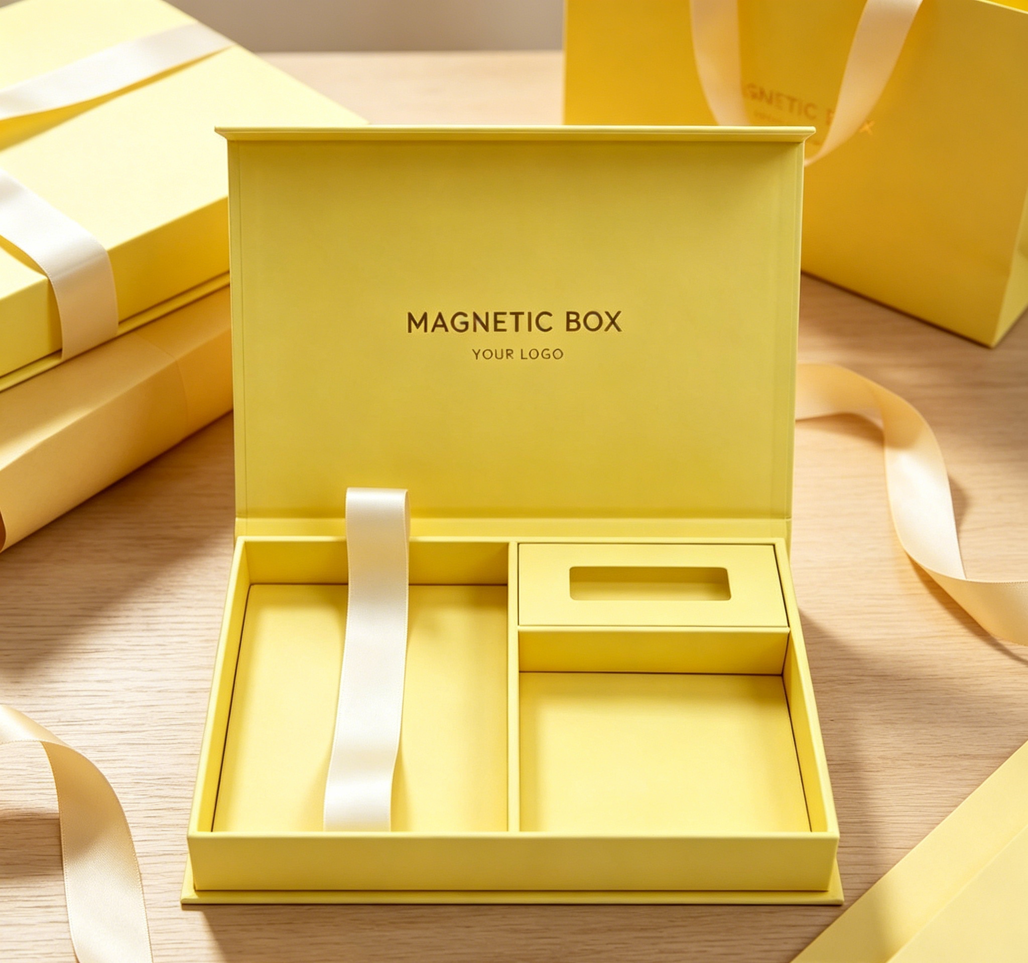 Sunny Yellow Magnetic Gift Box With Custom Logo