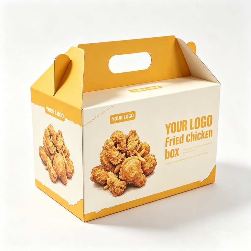 Yellow fried chicken boxes