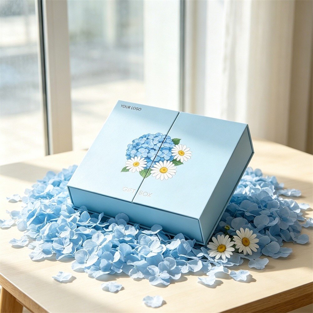 Blue Daisy Printed Jewelry Organizer Box With Multiple Slots