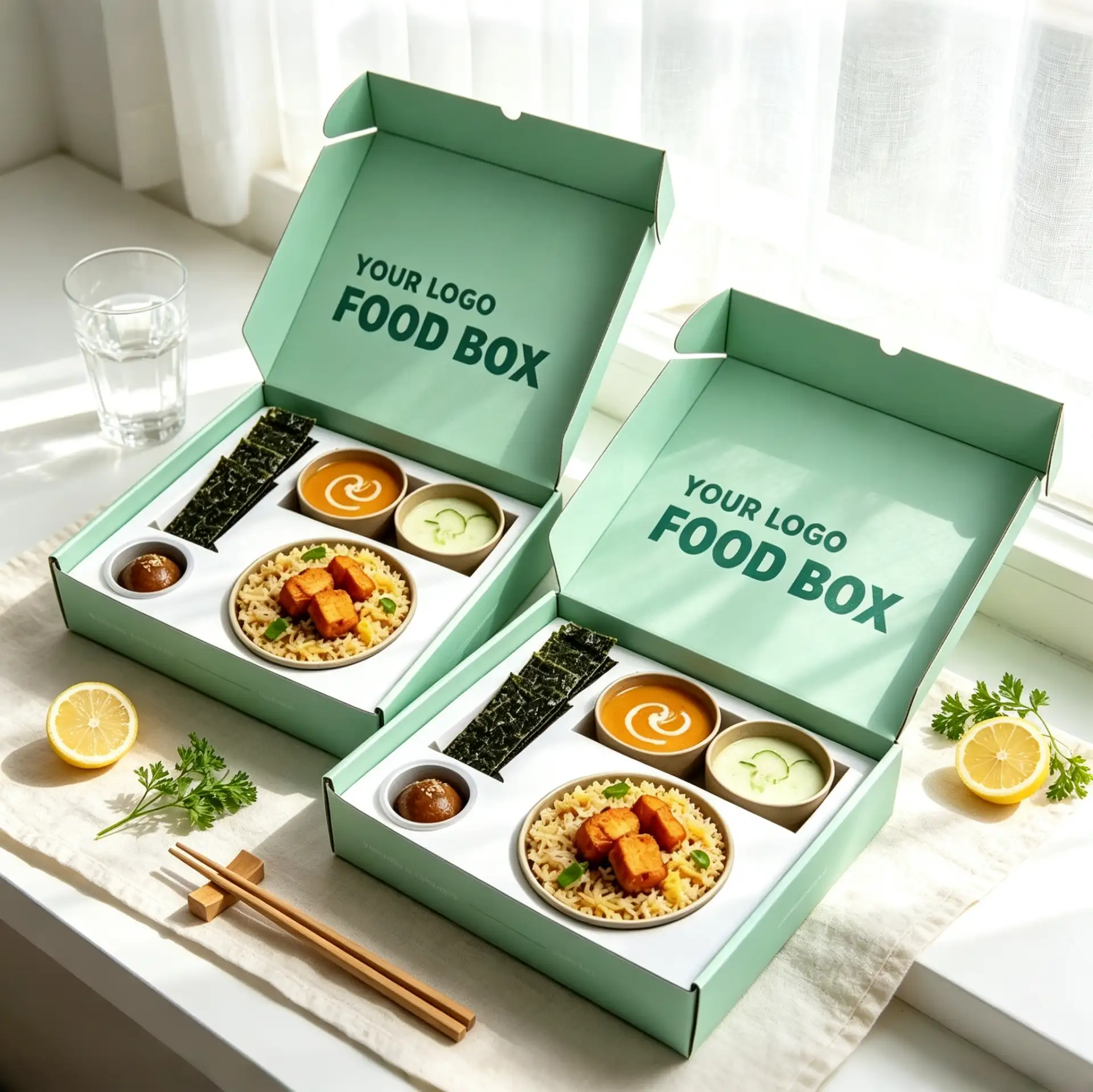 Component Meal Box with Sauce Holders