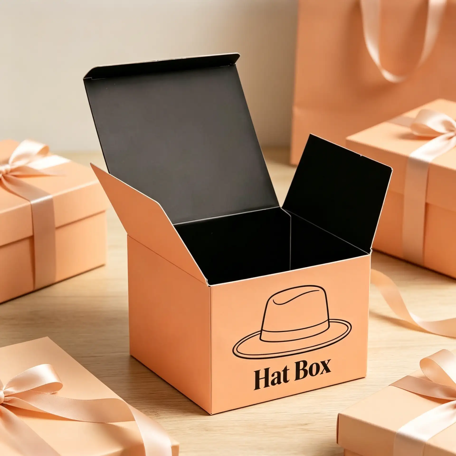 Customizable Orange Foldable Hat Packaging Box