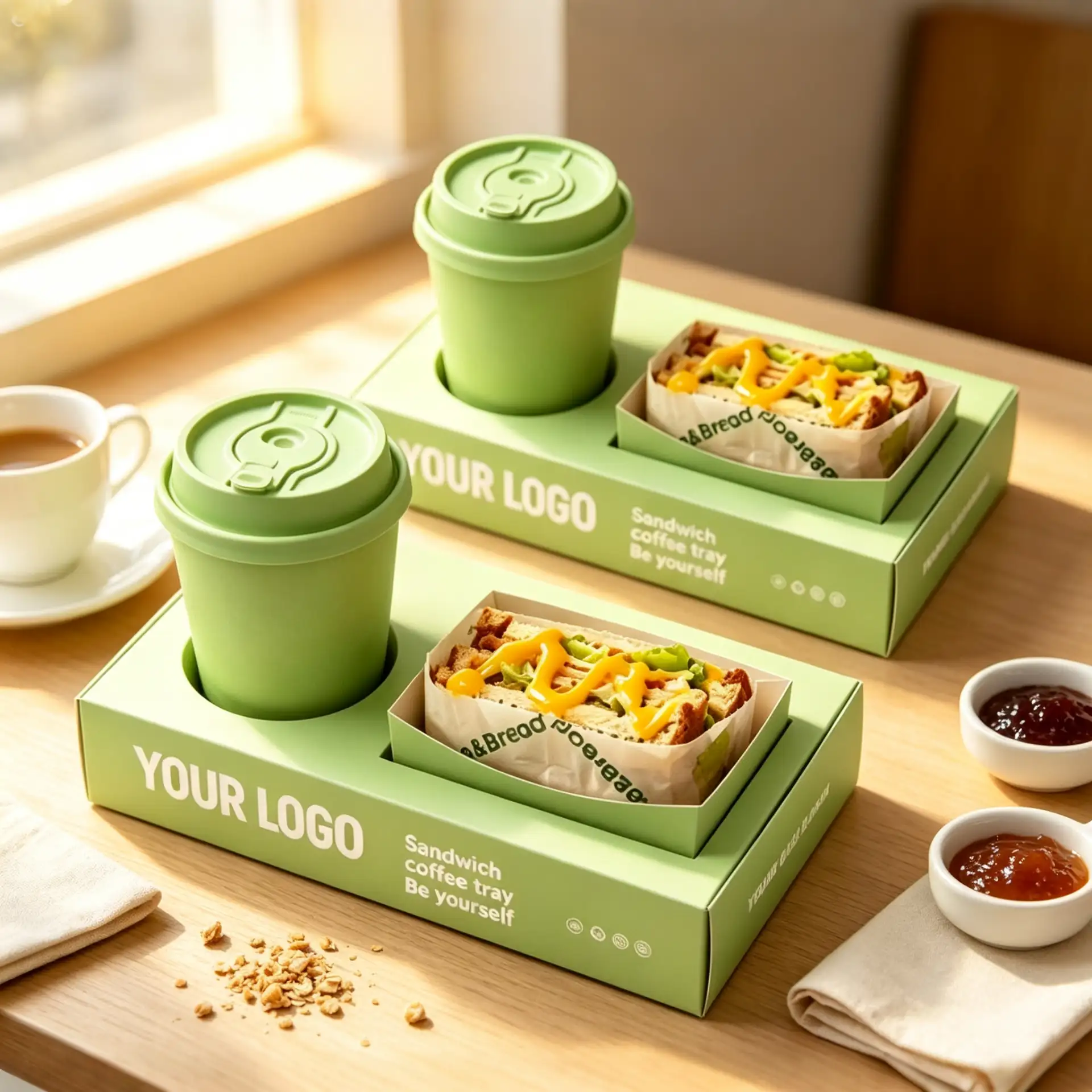 Green Sandwich And Drink Combo Box
