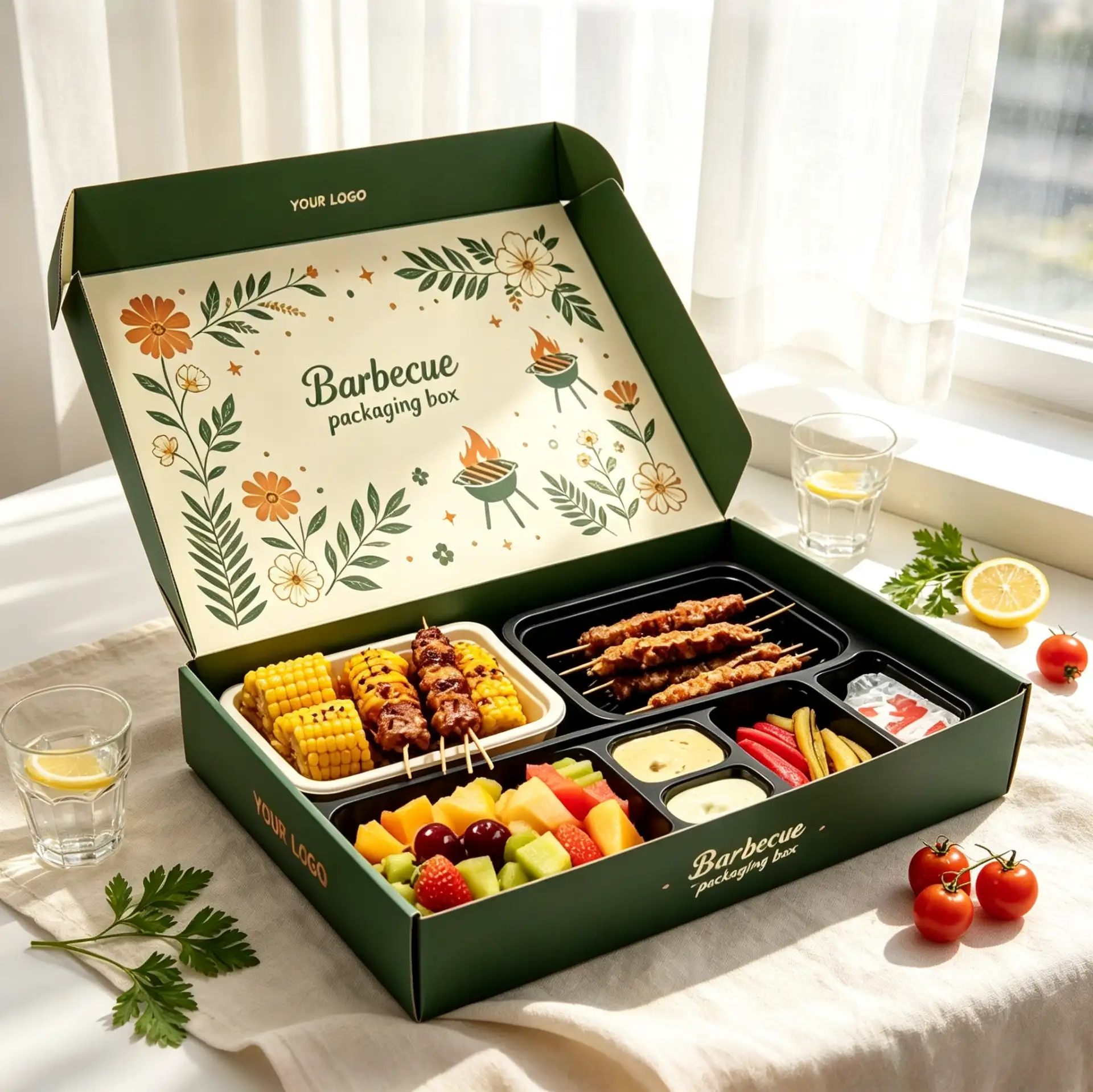 Integrated Dip Holders Fruit Veg Compartments Platter