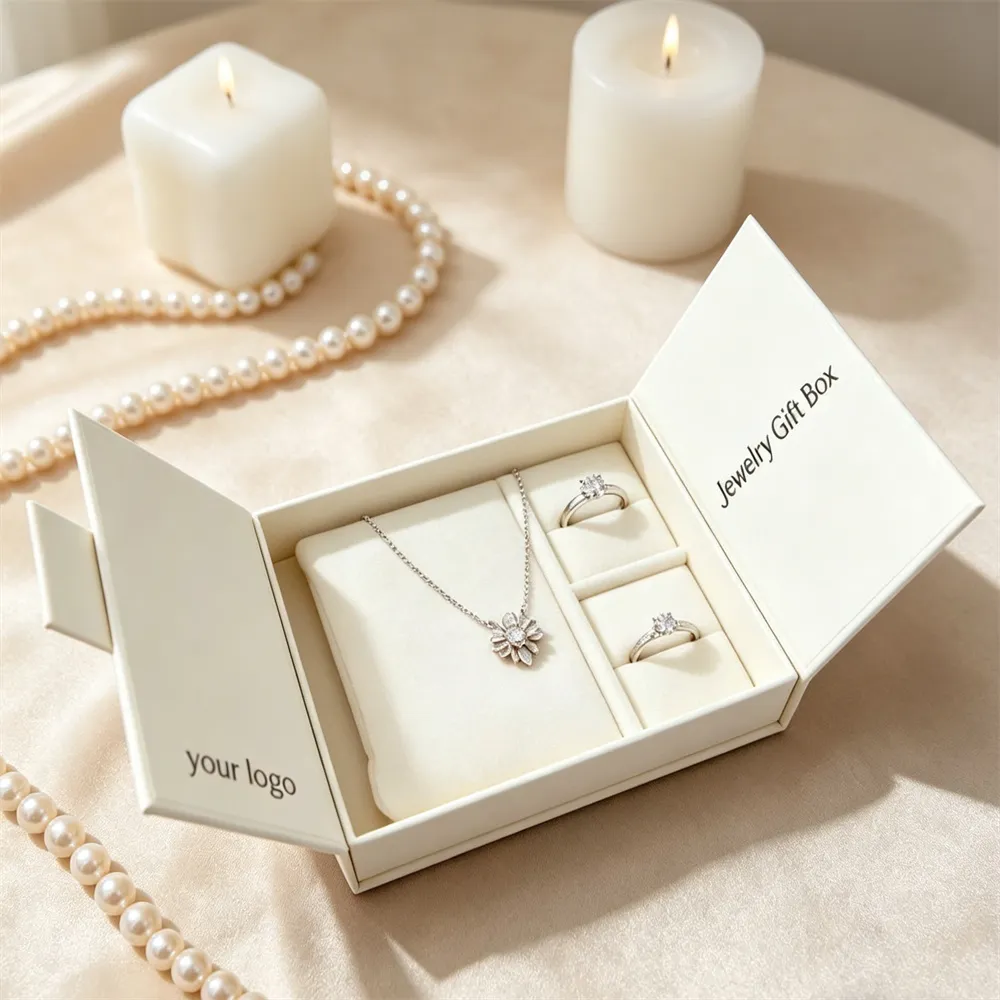 Luxury Ivory Jewelry Gift Box For Necklace And Rings