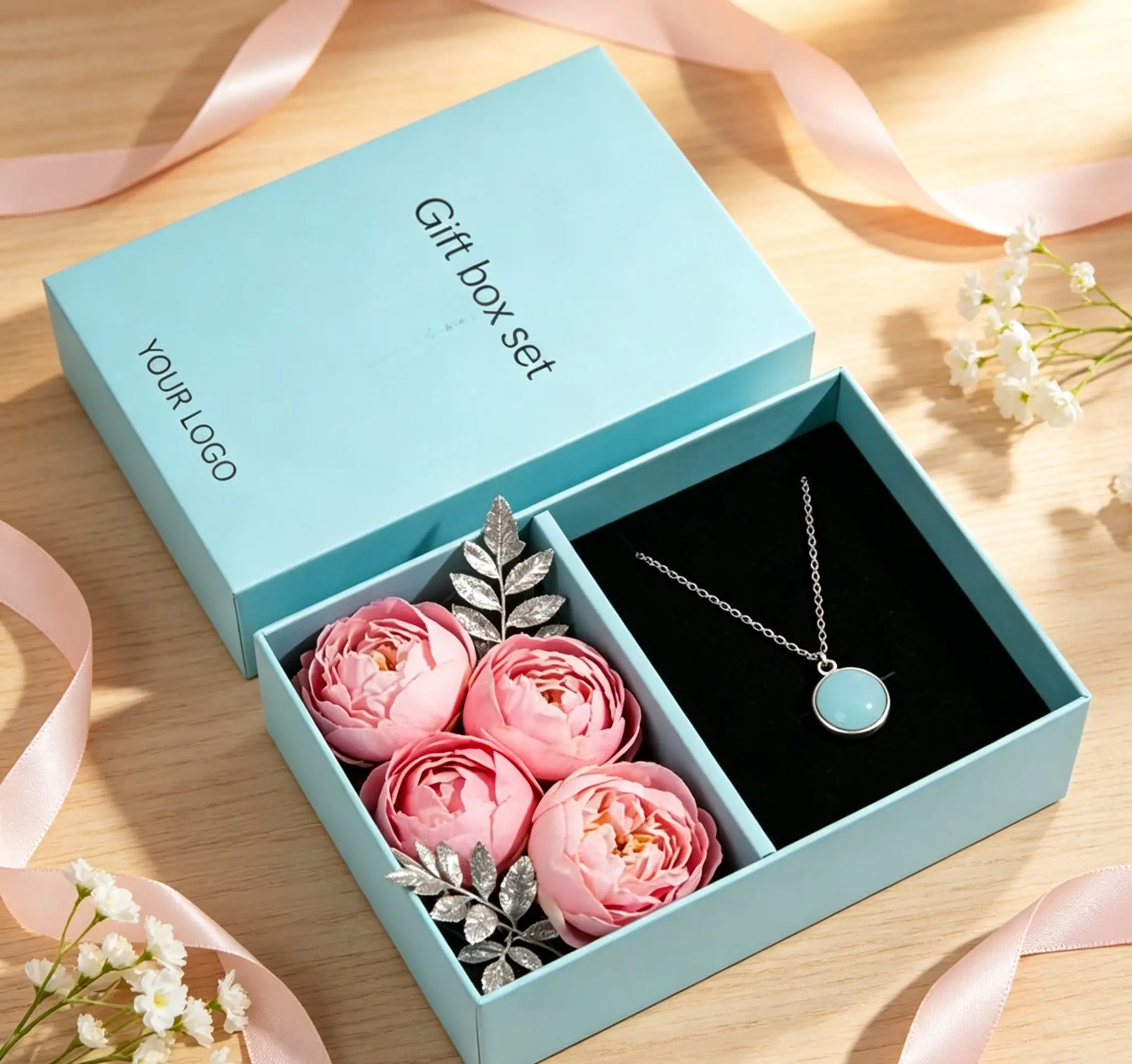 Luxury Jewelry Gift Box Velvet Interior with Divider