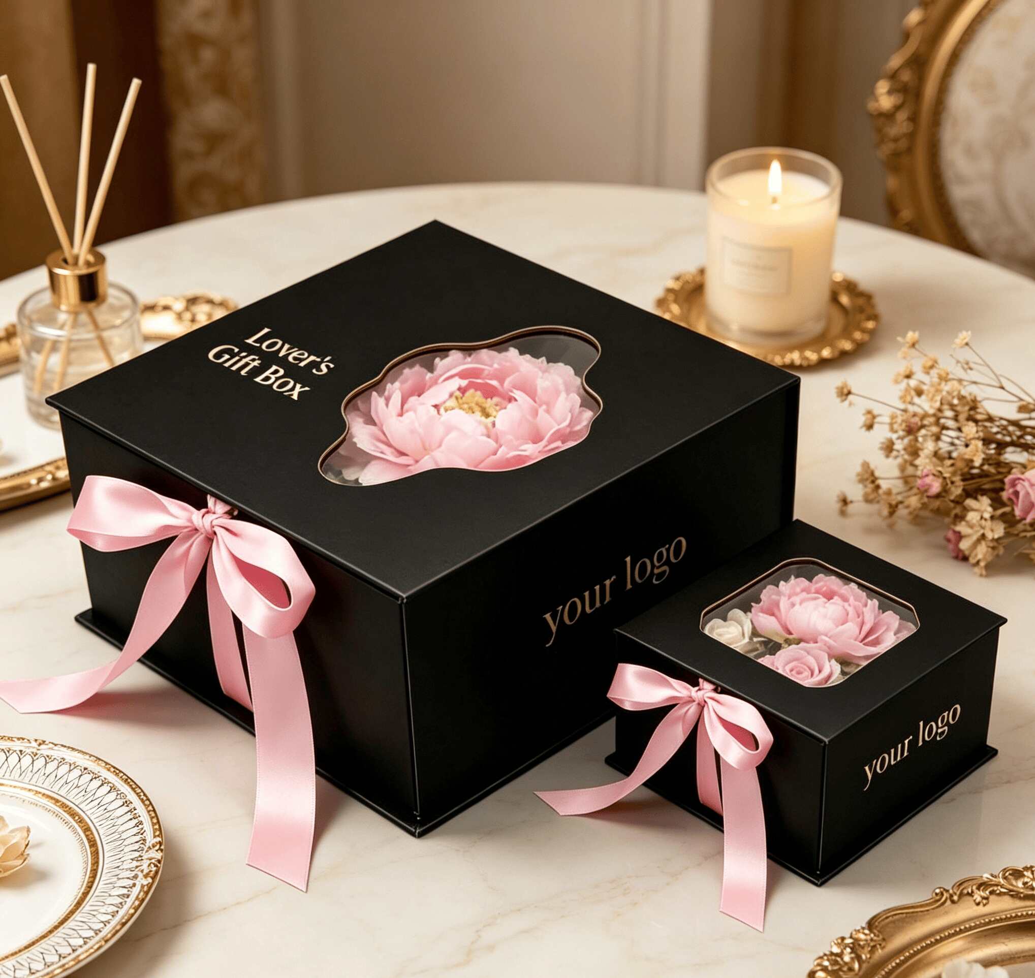 Luxury Magnetic Gift Box With Flower Window