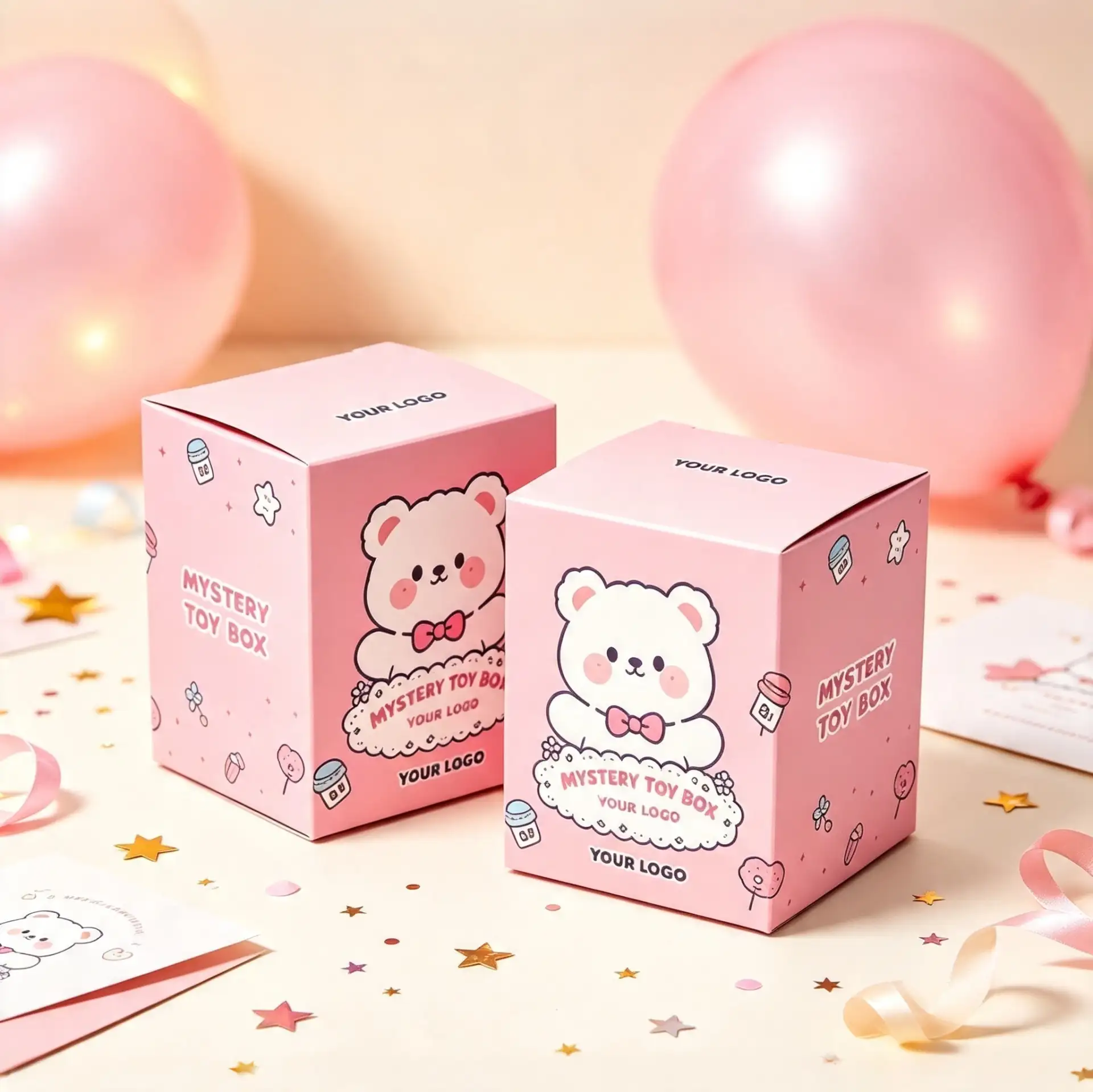 Pink Bear Mystery Box Square Cardboard Box