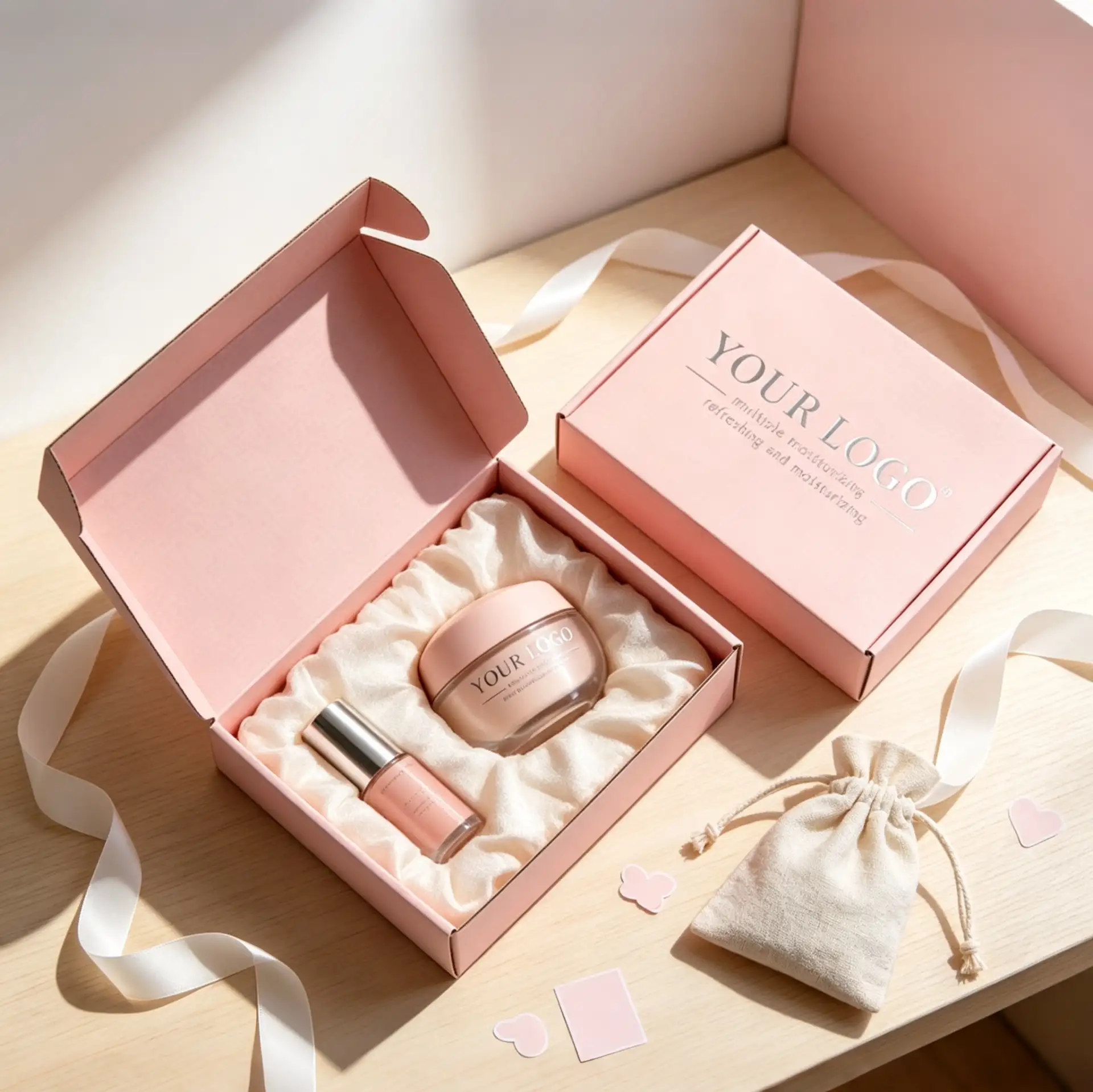 Pink Skincare Set Packaging with Liner