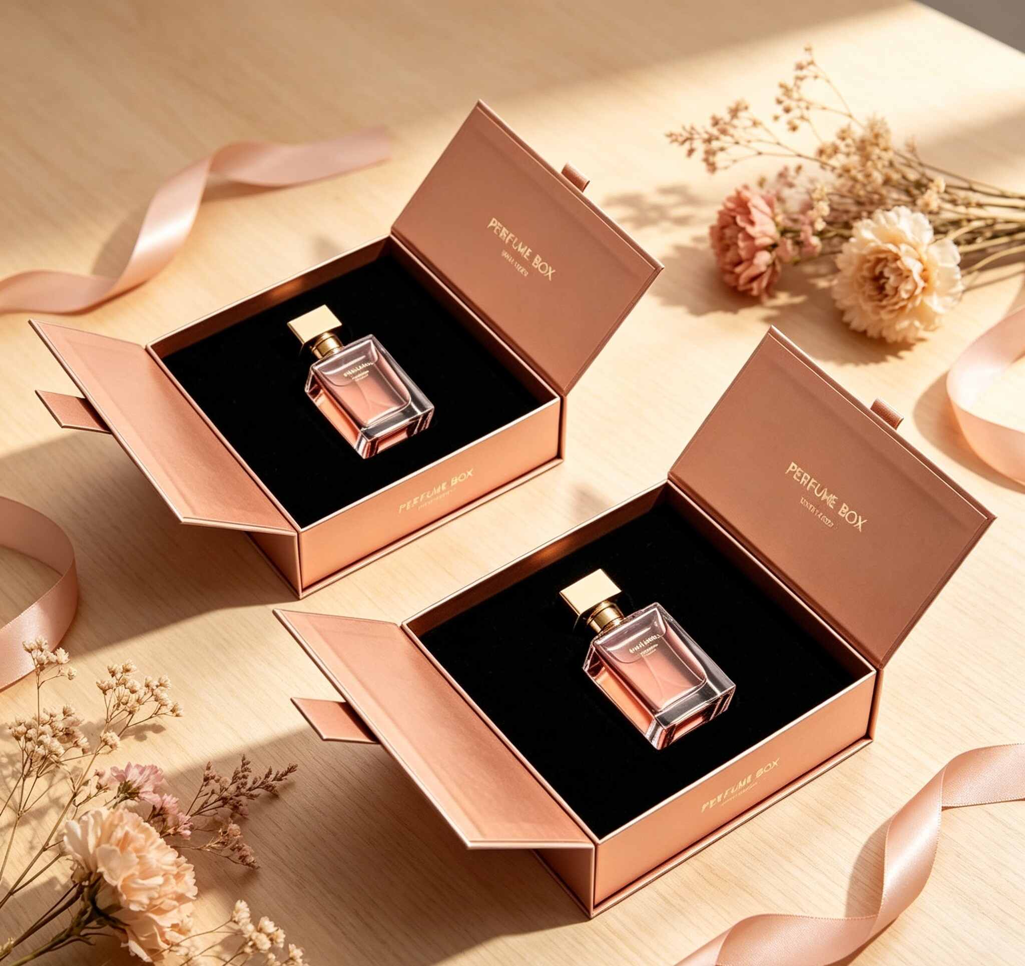 Rose Gold Perfume Book Box Double Door Magnetic Closure