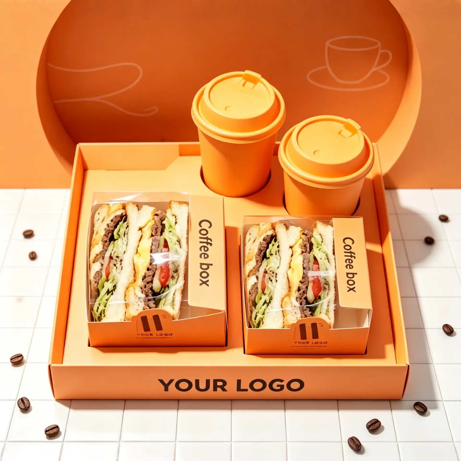 Vibrant Orange Dual Compartment Meal Prep Box