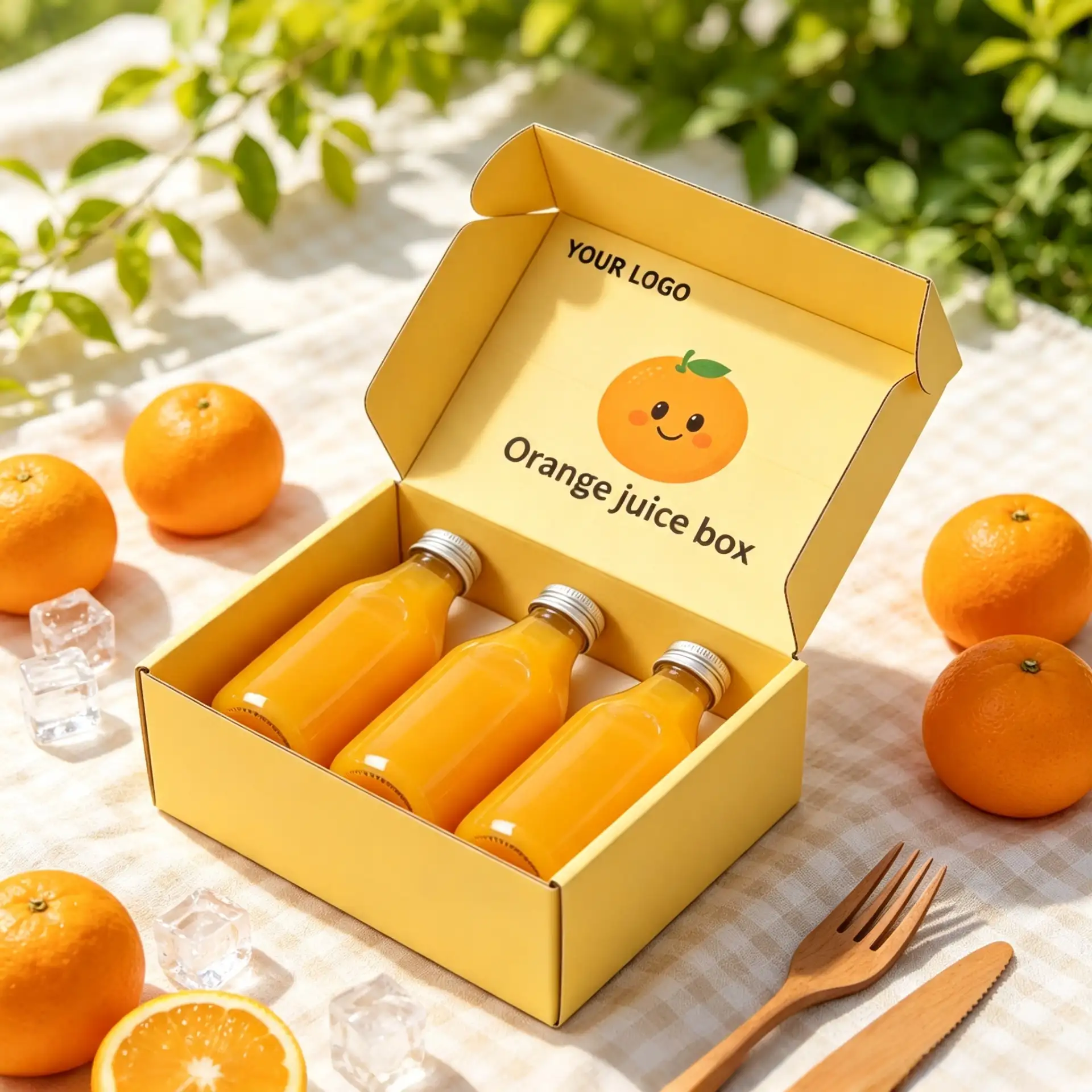 Yellow Juice Carrier Packaging for Glass Bottles