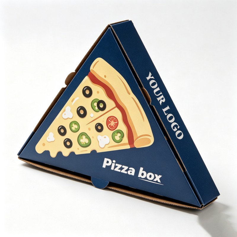 Blue triangular pizza box