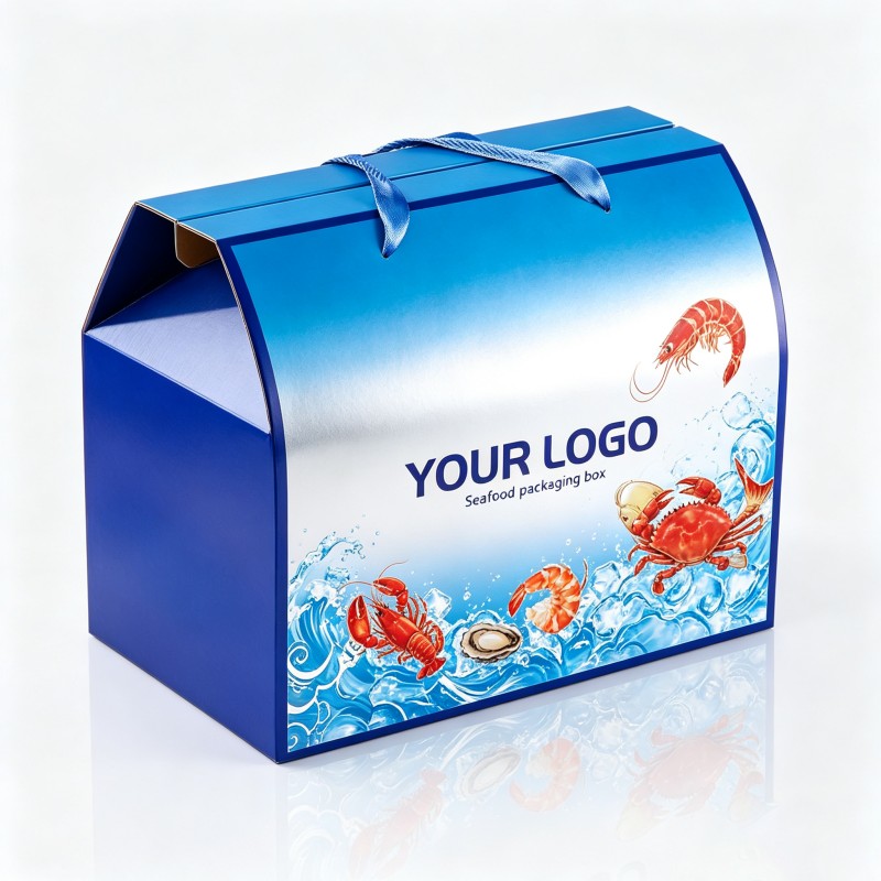 Seafood paper-handled portable packaging box