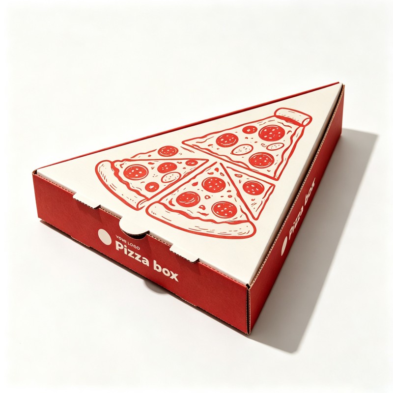Red triangular pizza box