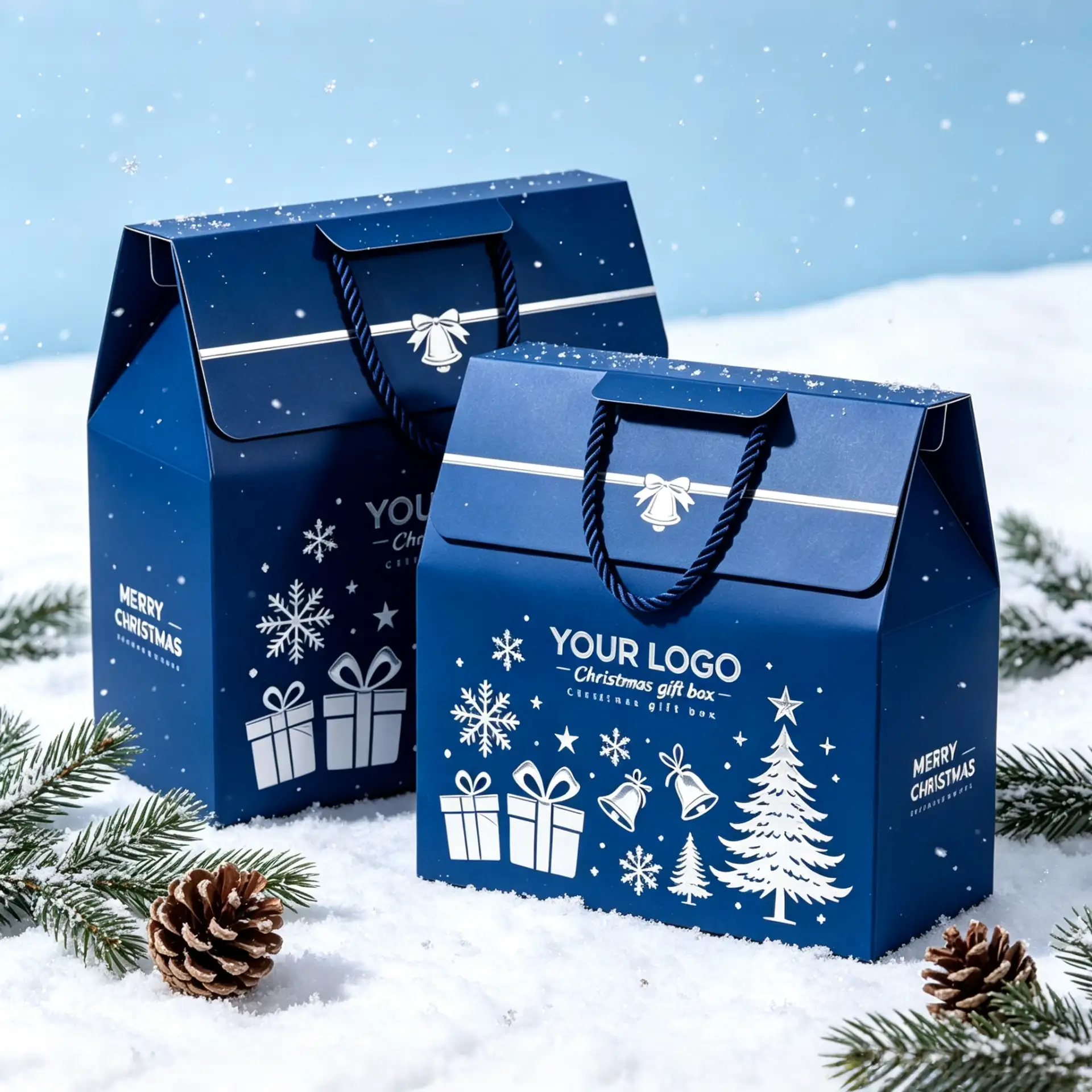 Blue Minimalist Christmas Holiday Carrier Box